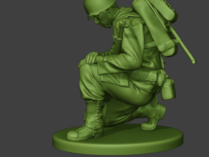 american soldier ww2 praying crouched a11 Model Cetak 3D