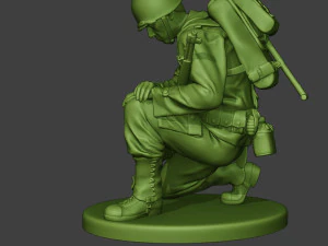 american soldier ww2 praying crouched a11 3D Print Model