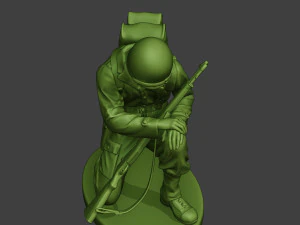 american soldier ww2 praying crouched a11 3D Print Model