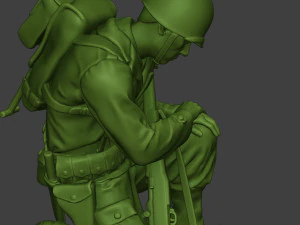 american soldier ww2 praying crouched a11 3D Print Model