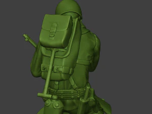 american soldier ww2 praying crouched a11 3D Print Model
