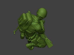 american soldier ww2 praying crouched a11 Model Cetak 3D