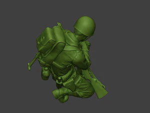 american soldier ww2 praying crouched a11 3D Print Model
