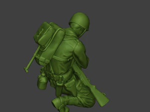 american soldier ww2 praying crouched a11 3D Print Model