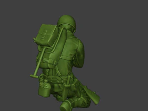 american soldier ww2 praying crouched a11 3D Print Model