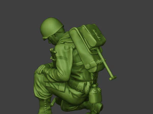 american soldier ww2 praying crouched a11 3D Print Model