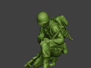 american soldier ww2 praying crouched a11 Model Cetak 3D