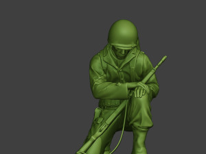 american soldier ww2 praying crouched a11 Model Cetak 3D