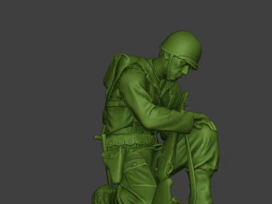 american soldier ww2 praying crouched a11 3D Print Model