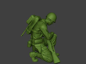 american soldier ww2 praying crouched a11 3D Print Model