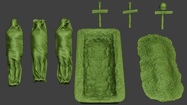 american soldier ww2 tombs and corpses a11 3D-printmodel .c4d .max .obj .3ds .fbx .stl .blend 