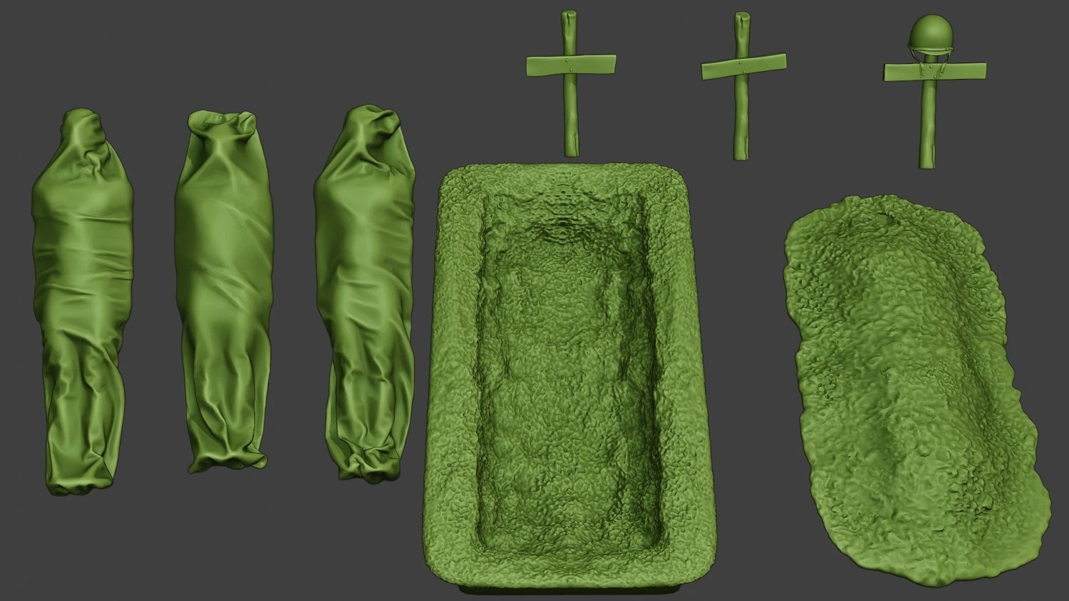 american soldier ww2 tombs and corpses a11 3D Print Model .c4d .max .obj .3ds .fbx .stl .blend 