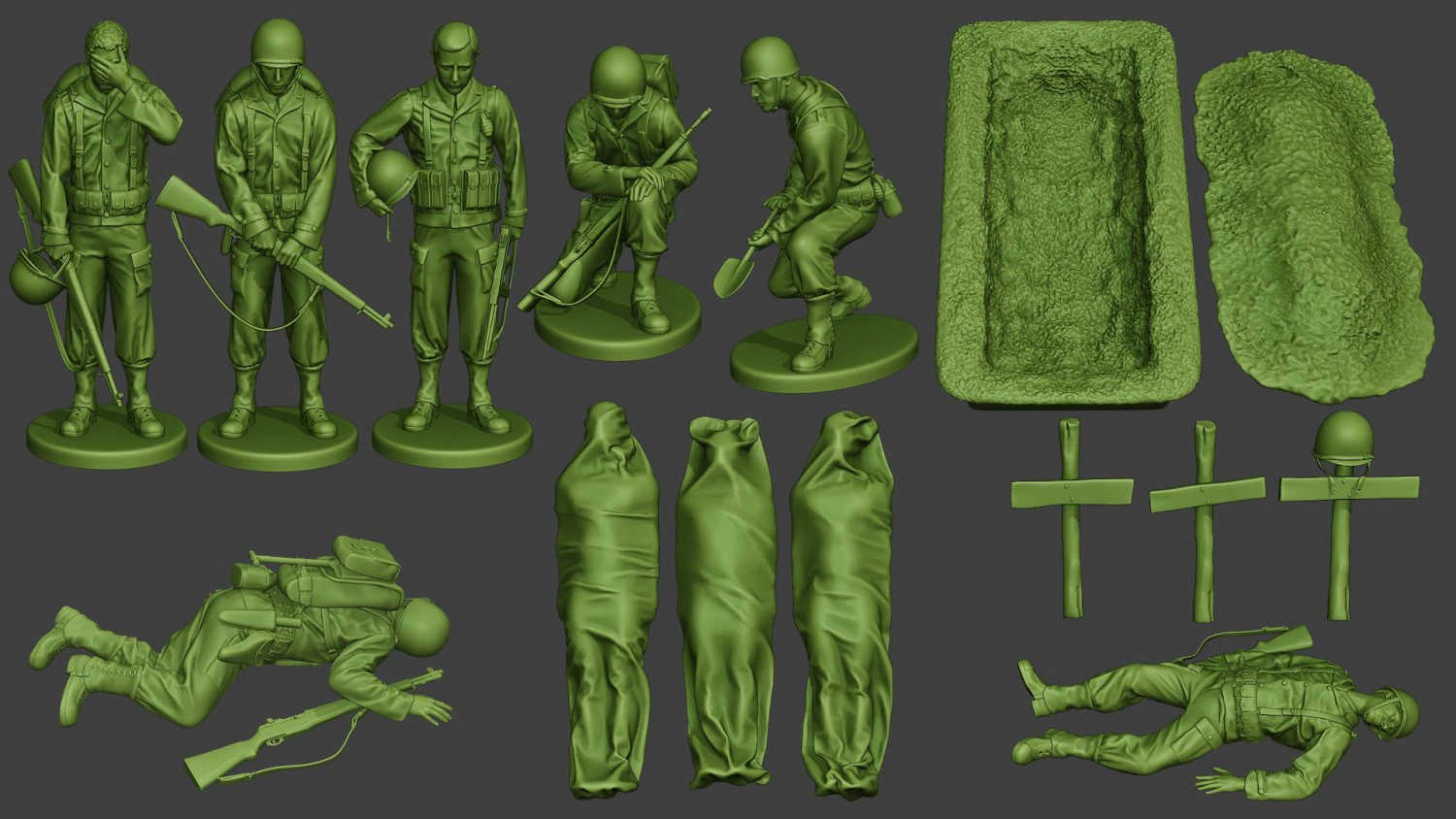 american soldiers ww2 a11 pack 1 3D Print Model .c4d .max .obj .3ds .fbx .stl .blend 