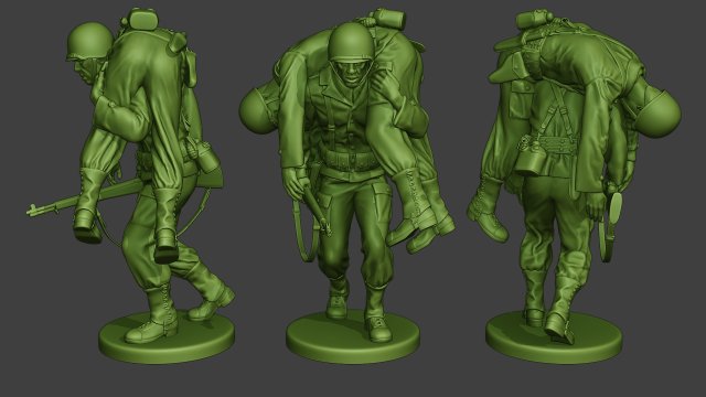 american soldier ww2 carring wounded a10 3D Принт Модель .c4d .max .obj .3ds .fbx .stl .blend 