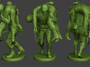 soldado americano ww2 llevando herido a10 Modelo de impresión 3D