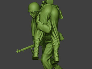 american soldier ww2 carring wounded a10 3D Принт Модель