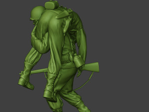 american soldier ww2 carring wounded a10 3D Принт Модель