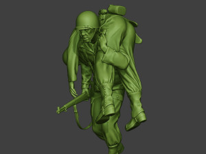 american soldier ww2 carring wounded a10 3D Принт Модель