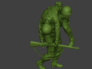 american soldier ww2 carring wounded a10 3D Принт Модель