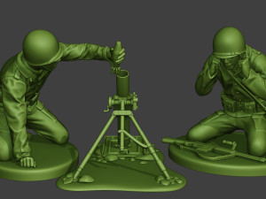 american soldiers ww2 m2 mortar a10 3D 프린트 모델