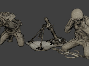 american soldiers ww2 m2 mortar a10 3D Baskı Modeli