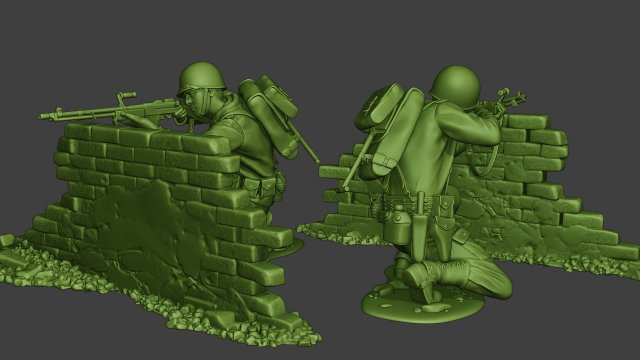 american soldier ww2 shoot cover a10 Modelo de impresión 3D .c4d .max .obj .3ds .fbx .stl .blend 