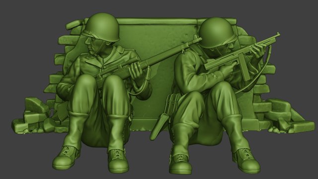american soldiers ww2 cover down a10 3D-printmodel .c4d .max .obj .3ds .fbx .stl .blend 