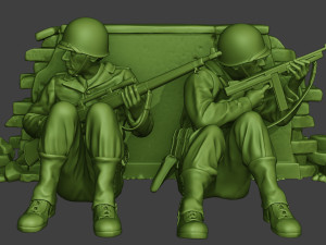 american soldiers ww2 cover down a10 3D Print Model