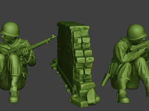 american soldiers ww2 cover down a10 3D Print Model