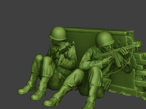 american soldiers ww2 cover down a10 3D Print Model