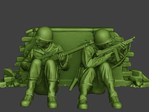 american soldiers ww2 cover down a10 3D Print Model