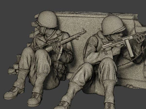 american soldiers ww2 cover down a10 3D Print Model