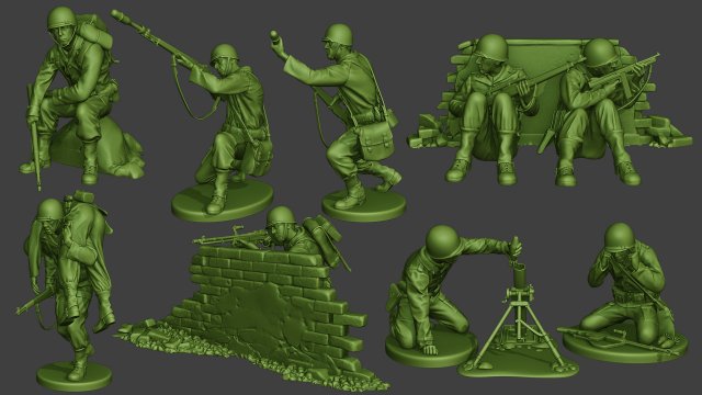 american soldiers ww2 pack a10 Modelo de Impressão 3D .c4d .max .obj .3ds .fbx .stl .blend 