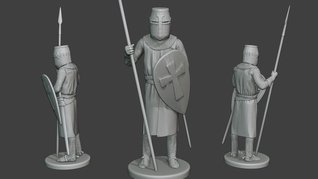 knight templar stand spear t1 Modèles 3D en vedette .c4d .max .obj .3ds .fbx .stl .blend 