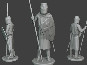 knight templar stand spear t1 3D 打印模型