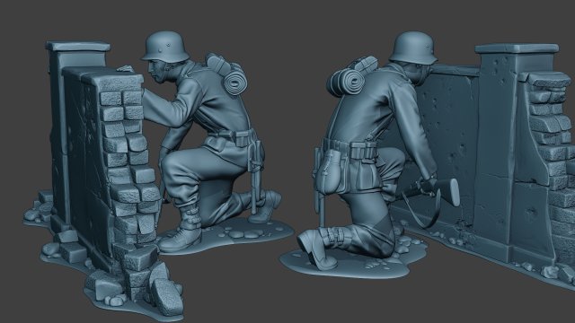 german soldier ww2 cover down g5 3D 打印模型 .c4d .max .obj .3ds .fbx .stl .blend 