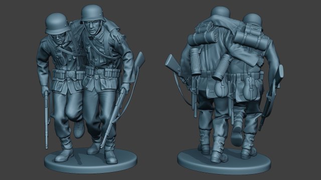 german soldier ww2 help wounded g5 3D-printmodel .c4d .max .obj .3ds .fbx .stl .blend 