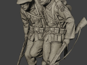 german soldier ww2 help wounded g5 3D-printmodel