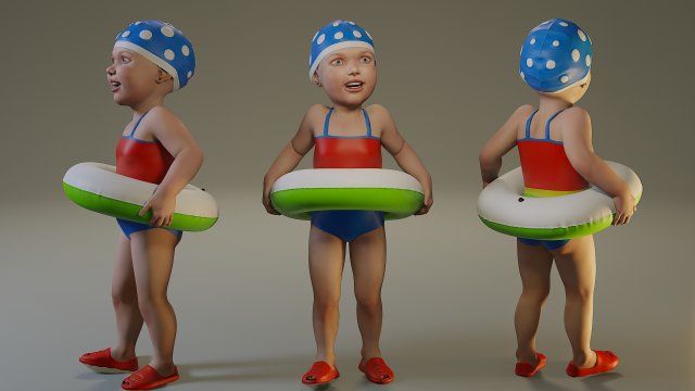 swwimmingpool child female acc0203002 Model 3D .c4d .max .obj .3ds .fbx .stl .blend 