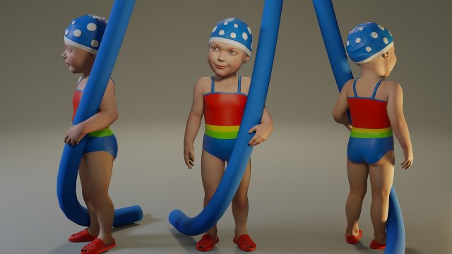 swwimmingpool child female acc0203009 Model 3D .c4d .max .obj .3ds .fbx .stl .blend 