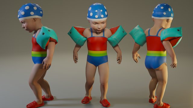 swwimmingpool child female acc0203005 Model 3D .c4d .max .obj .3ds .fbx .stl .blend 