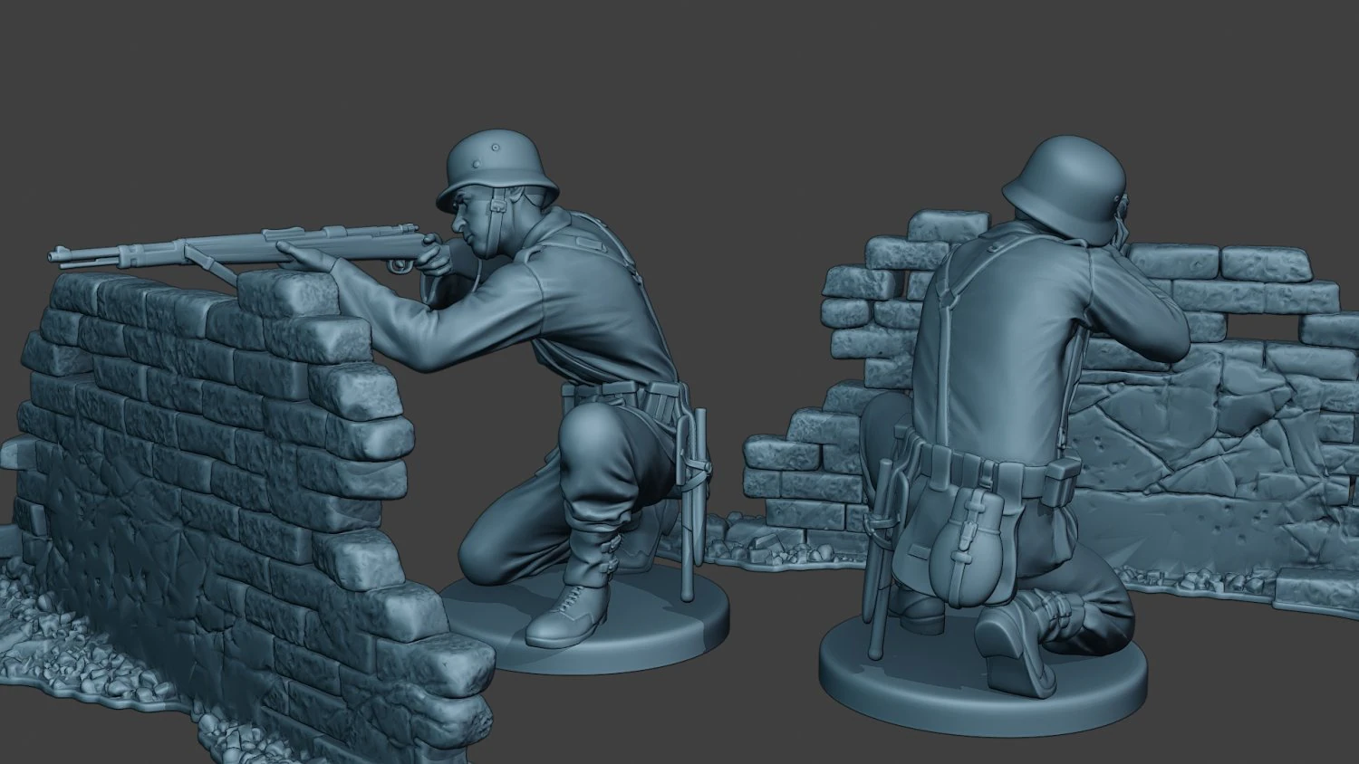 german soldier ww2 shoot cover g5 3D Print Model .c4d .max .obj .3ds .fbx .stl .blend 