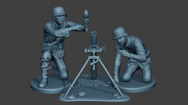 german soldiers ww2 granatwerfer g5 3D Print Model .c4d .max .obj .3ds .fbx .stl .blend 