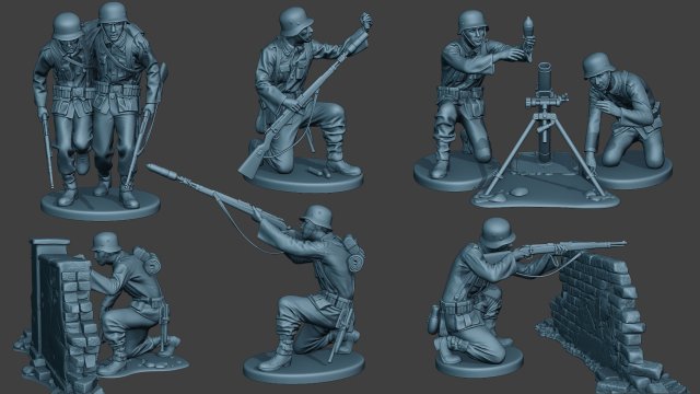 german soldiers ww2 g5 pack1 Model Cetak 3D .c4d .max .obj .3ds .fbx .stl .blend 
