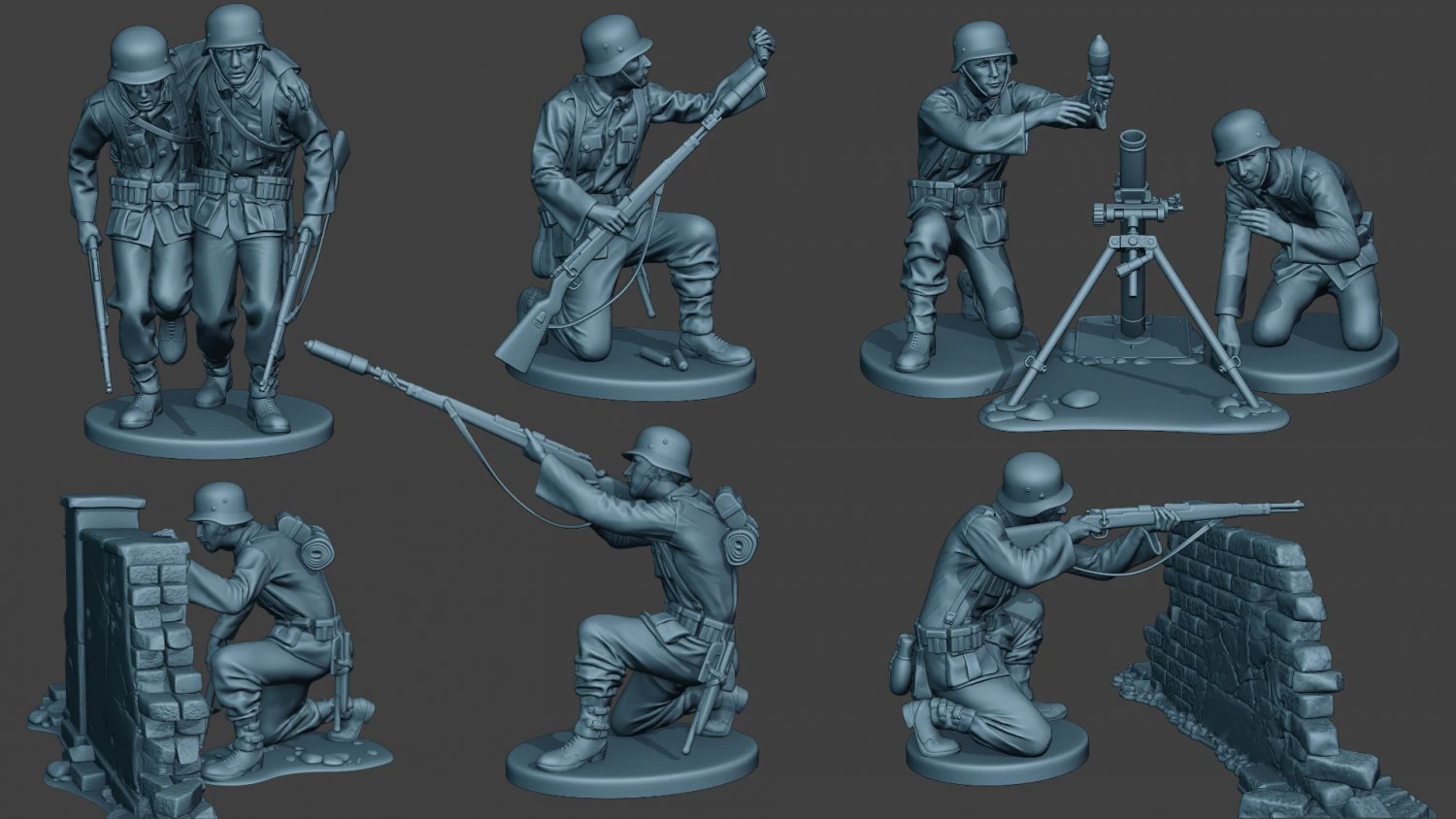 german soldiers ww2 g5 pack1 3D Print Model .c4d .max .obj .3ds .fbx .stl .blend 