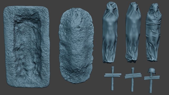 german soldier ww2 tombs and corpses g6 3D Print Model .c4d .max .obj .3ds .fbx .stl .blend 