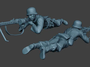 soldado alem&aacute;n ww2 mg42 derribar g7 Modelo de impresión 3D
