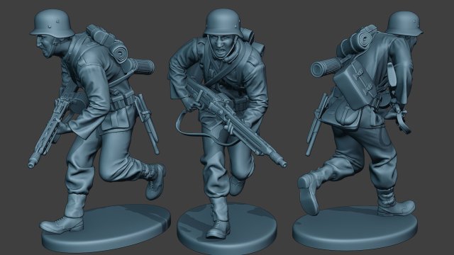 german soldier ww2 mg42 run g7 3D प्रिंट मॉडल .c4d .max .obj .3ds .fbx .stl .blend