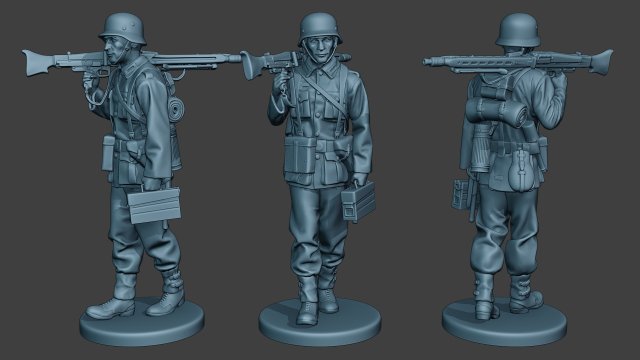 german soldier ww2 mg42 walk g7 3D प्रिंट मॉडल .c4d .max .obj .3ds .fbx .stl .blend 