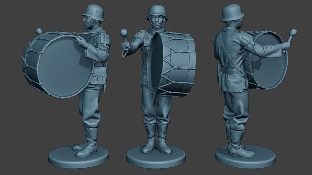german musician soldier ww2 stand bass drum g8 Modelo de impresión 3D .c4d .max .obj .3ds .fbx .stl .blend 